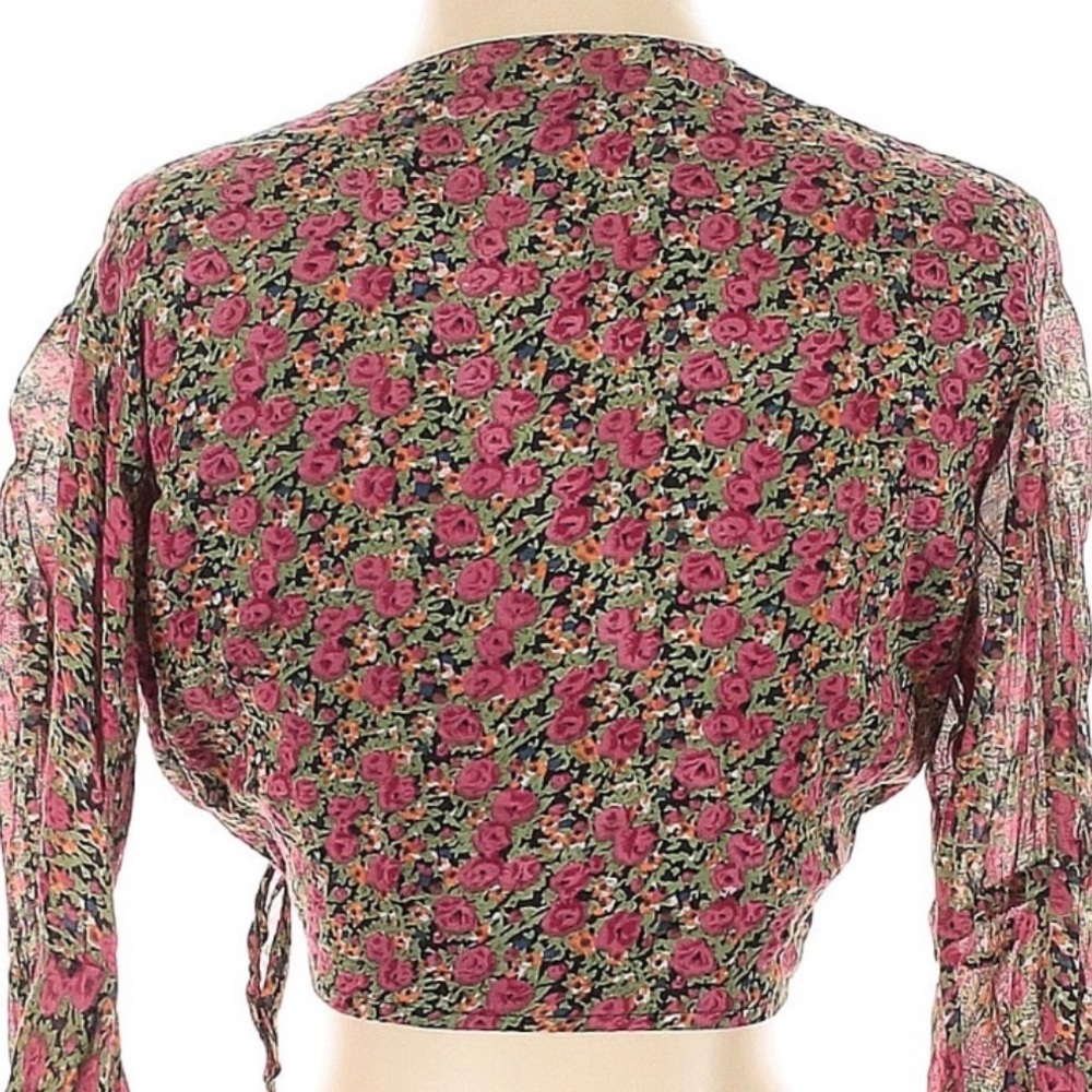 Floral Tie-Front Blouse With Bell Sleeves - Picture 8 of 8